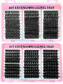 500片装200D/160D/120D/100D/80D/60D高密度睫毛册簇状合成貂毛假睫毛，浓密蓬松，纤长卷翘，0.07mm D卷度，长度10-18mm混合，自然柔软，适合各种妆容，可重复使用 - D - 查看 2