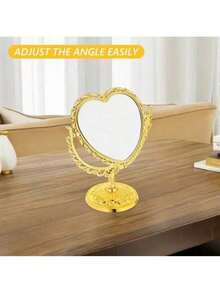 1个旋转化妆镜，复古旋转椭圆形金色ABS欧式桌面双面化妆镜，房间用品 - 彩色 - 查看 9