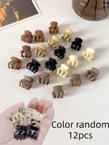 12pcs Women's Bangs Clips,Side Clips,Matte Small Clips,Solid Claw Design,Casual Hair Clips,Suitable For Daily Wear - Black - View 14