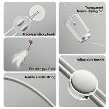 Cat Toys Self-Playing Hanging Feather Bell Retractable Teaser Wand Feeding Toys, Cat Swing Puzzle Feather Toys - View 7
