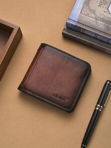 Men's Slim Bifold Wallet, Vertical Trifold Leather Card Holder With Driver's License Compartment, Multi-Function - Multicolor - View 15