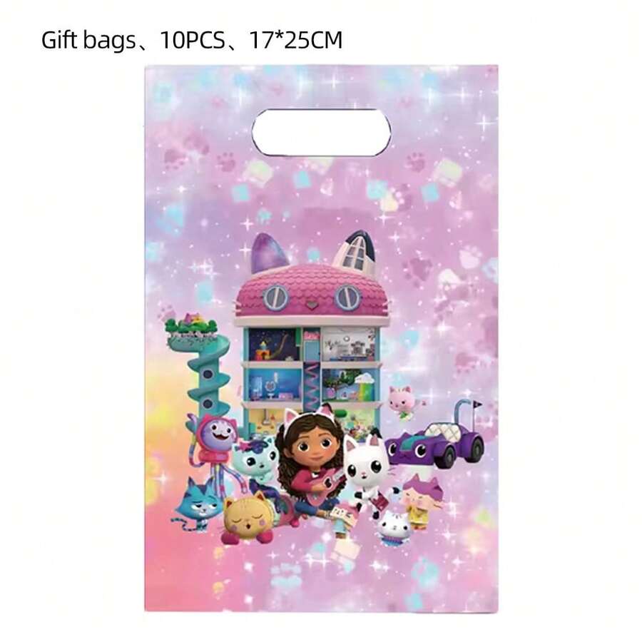 10pcs Doll House Gradient Pink Handheld Gift Bag Party Gift Bag Children's Birthday Companion Gift Bag New Year's Gift, Valentine's Day Gift, Easter Gift - Multicolor - View 1