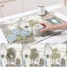 1 Piece Diatomite Fast Drying Mat, Spring Vase Print, Multi-Use Pad For Coffee Bar, Restaurant, Kitchen Counter, Durable Table Mat & Pet Mat - Multicolor - View 8