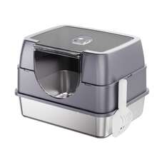 Litter Box With Lid, Stainless Steel Litter Box, Small Litter Pan For Kittens, Enclosed Cat Litter Pan, Non-Sticky Covered , Easy Clean - 50*35*35cm - View 12