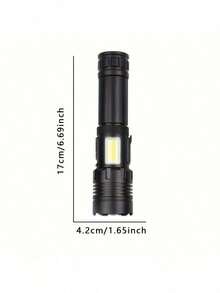Ultra Bright Rechargeable LED Flashlight, 5 Lighting Modes, With Lithium Battery For Ultra Long Battery Life, Type-C Battery Charging, Very Suitable For Camping, Emergency Situations, Hunting, Hunting, Rechargeable Flashlight - Black - View 7
