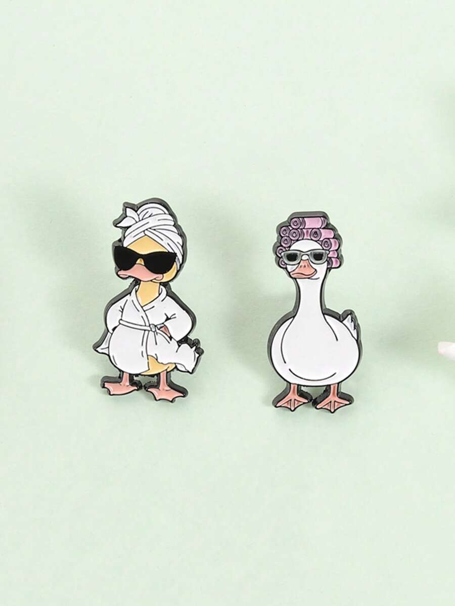 一套可爱宠物表情印章，治愈系可爱宠物动物趣味鸭子胸针徽章饰品礼物送给朋友