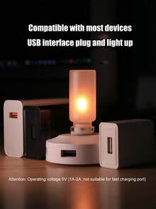 Car USB Atmosphere Light Flickering Flame LED Night Light - Frosted Transparent Glass Candle, Touch Control Mood Lighting Suitable For Car/Bedroom - A - View 7