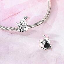 1 pieza Colgante con cuentas plateado, Serie del Día de la Madre letra MOM, Elefante, Conejo, Corazón, Árbol de la Vida, Hija y Madre, Adecuado para pulsera, collar, manualidades de joyería, regalo del Día de la Madre para mamá - Plateado - Ver 5