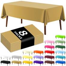 8 piezas Mantel desechable rectangular de unicolor, mantel de plástico PEVA impermeable y resistente al aceite para decoración de mesa de postres y fiestas - Multicolor - Ver 9