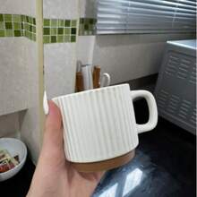 [Minimalist Style Ceramic Cup] High-Quality Ivory White Coffee Cup, 240ml Large Capacity Mug, Thick Wall Heat-Resistant Handle - Multicolor - View 3