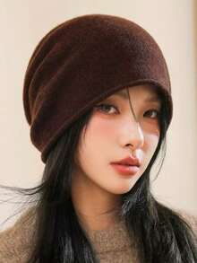 Topi Beanie Rajut Longgar Unisex, Topi Hangat Musim Dingin Lembut Bergaris Warna Polos, Gaya Streetwear Kasual, Cocok Untuk Aktivitas Luar Ruangan, Perjalanan Sehari-hari, Pakaian Musim Dingin - MultiWarna - View 8