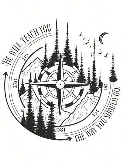 1 pièce/2 pièces/3 pièces Autocollants de transfert de chaleur de boussole et de forêt, convenant pour les t-shirts DIY, jeans, oreillers, sacs à dos, chapeaux et housses de canapé. Imperméables, résistants à la décoloration, durables, lavables. Motifs amusants, décoration de tissu, embellissement de vêtements, artisanat pour passionnés