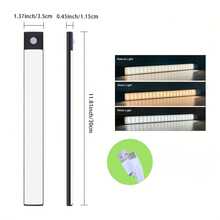 2 đèn ngủ LED siêu mỏng màu đen, đèn tủ, đèn tủ quần áo cảm biến chuyển động, đèn chiếu sáng nhà bếp sạc USB - Màu đen - 2 chiếc - Xem 8