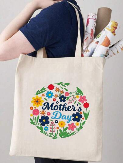 Muttertags-Geschenktasche mit bedeutungsvollen Designs bedruckter Tragetasche für Mütter - wiederverwendbare Segeltuch-Schultertasche für Frauen, Schultertasche, Tasche für Häkeln & Basteln, Einkaufstasche, Pendler-Tasche, Reise-Handgepäcktasche - Geschenke für Mütter - Büro, Reise, Camping, Einkaufen