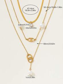 3pcs Stackable Or Standalone 18K Gold Plated Necklaces, Versatile Texture, Suitable For Dates, Gatherings, Gifts, And Daily Wear - Gold - View 5