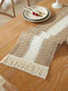 1 件复古钩针亚麻桌旗，带花边流苏，质朴蕾丝桌布装饰，适用于咖啡桌、梳妆台、餐桌、家居装饰、派对、婚礼 - 彩色 - 查看 19