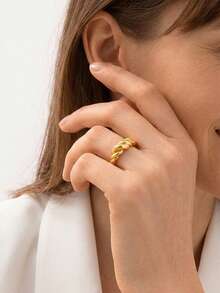 S925 Sterling Silver 18K Gold Plated Geometric Twisted Ring, Minimalist Style For Daily Wear - Twist Ring - View 4