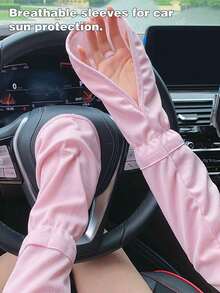 1 Pair Summer Driving Arm Sleeves, Breathable UV Protection Arm Covers, Available In Gray/Blue/Pink/Black/White, Loose Fit For Women Driving, Cycling, Car Accessories, Car Sun Protection - Sleeves - View 4