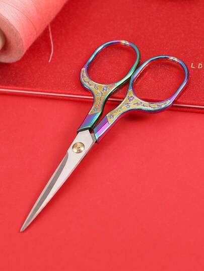 1pc, 5-Inch Vintage-Style Small Scissors, Stainless Steel Sewing/Embroidery Scissors, Comfortable Zinc Alloy Handle, Multi-Color Options (Gold/Silver/Rose Gold/Bronze/Antique Green/Colorful)