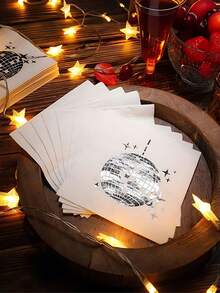 20pcs/Pack Retro 70s 80s 90s Disco Party Cocktail Napkins, Suitable For Engagement, Birthday, Graduation Party, Baby Shower, Valentine's Day (Black) - B - View 2