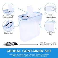 4 PCS Cereal Containers Storage Set , Airtight Food Storage Containers For Pet Food Nuts,Cereal Dispenser For Kitchen Pantry Organization.{120OZ) - View 6