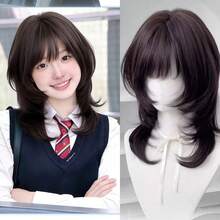 Japanese Style High-Level Jellyfish Head Straight Wig, Short Clavicle-Length Natural Air-Dried Wig, Full Head JK Japanese Style Wig - Dark Brown - View 2