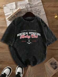 Trending TV Series/Competition Themed Unisex Casual T-Shirt, Classic Washed Tops - Black - View 3