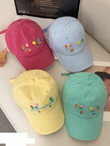 1 buah Topi Baseball Wanita Gaya Korea Motif Bunga Kuning dengan Pinggiran Lebar dan Mahkota Dalam, Minimalis, Enerjik, Imut, Serbaguna, Gaya Kampus untuk Musim Semi/Panas, Cocok untuk Wanita dengan Lingkar Kepala Besar, Memiliki Lubang untuk Kuncir Rambut, Cocok untuk Bepergian, Check-in, dan Pemotretan - MultiWarna - View 9