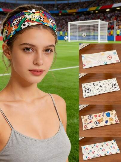 1pc 2026 World Cup Themed Elastic Printed Headband, Versatile Styles Suitable For Men And Women, Perfect Gift For Friends