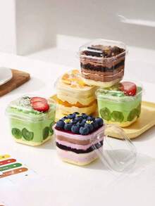 Hộp đựng bánh Tiramisu/Mousse (10/20 chiếc), hộp đựng tráng miệng bằng nhựa PP dùng một lần, thích hợp làm đồ dùng học tập làm bánh, túi đựng thực phẩm, hộp đựng thực phẩm, có thể đựng kẹo, sô cô la, bánh quy, v.v. - trong suốt - Xem 4