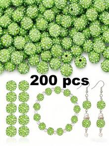 50/100/200颗 10毫米闪亮迪斯科球珠 - 闪亮黄色塑料珠，反光表面，适用于珠宝制作、DIY工艺品、项链和耳环配件、珠宝制作珠子、耳环组件、手工珠子 - 彩色 - 查看 48