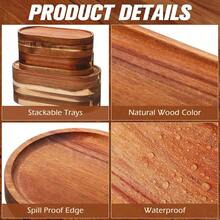 2pcs Rosewood Serving Tray, Bamboo & Wood Cheese Board, Charcuterie Platter, Appetizer Plate For Meat, Cheese, Fruit, Bread, Vegetables, Home Use (Rosewood) - Acacia Wood Pallet - View 4