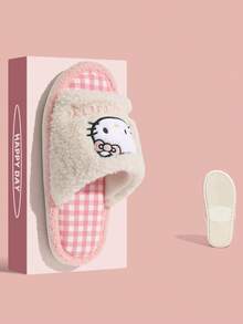 SANRIO 三丽鸥  新款卡通软底春夏平底拖鞋，可爱毛绒闭趾秋冬浴室透气拖鞋，四季皆宜 - 粉色 - 查看 7