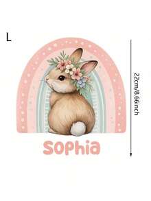 1pc/2pcs/3pcs Rainbow Flower Wreath Rabbit Vinyl Stickers, Suitable For T-Shirts, Jeans, Jackets, Backpacks DIY, Washable And Ironable, Make Your Clothes Stand Out - L - View 2