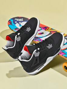 New Unisex Athletic And Casual Shoes. Stylish Design With Multiple Color Options, Comfortable Mid-Top, Perfect For Everyday Wear, Gym Workouts, Casual Activities, Or As A Gift For Holidays And Birthdays. - 黑色 - 查看 4
