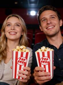 10PCS/1PC/Red White Striped Popcorn Box 11.5x7x5CM Disposable Party Popcorn Container - Small Size: Red and White Vertical Striped POP Style - View 2