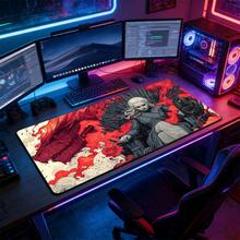 Alfombrilla de ratón grande de estilo vintage del Trono de Hierro de Daenerys, base de goma antideslizante extendida, tapete de escritorio con arte de tinta de dragón rojo, accesorio de computadora duradero, ideal para oficina y configuración de juegos, regalo perfecto para fanáticos de la serie de fantasía y la serie de televisión - Ver 3