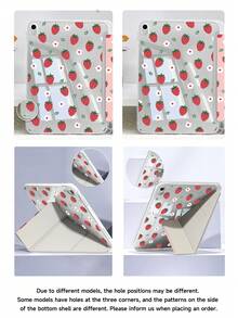 草莓水果和白色花朵图案平板电脑保护套，兼容 10.2 2022 款（10.9 英寸）、11 (A16) 2025 款（11 英寸）、Air6 2024 款（11 英寸），也适用于 Galaxy Tab 和 Kindle Paperwhite 第 12 代 2024 款。透明后盖，时尚图案保护套，支持自动休眠/唤醒功能，带气囊保护，适合作为礼物或办公用品。 - 彩色 - 查看 7