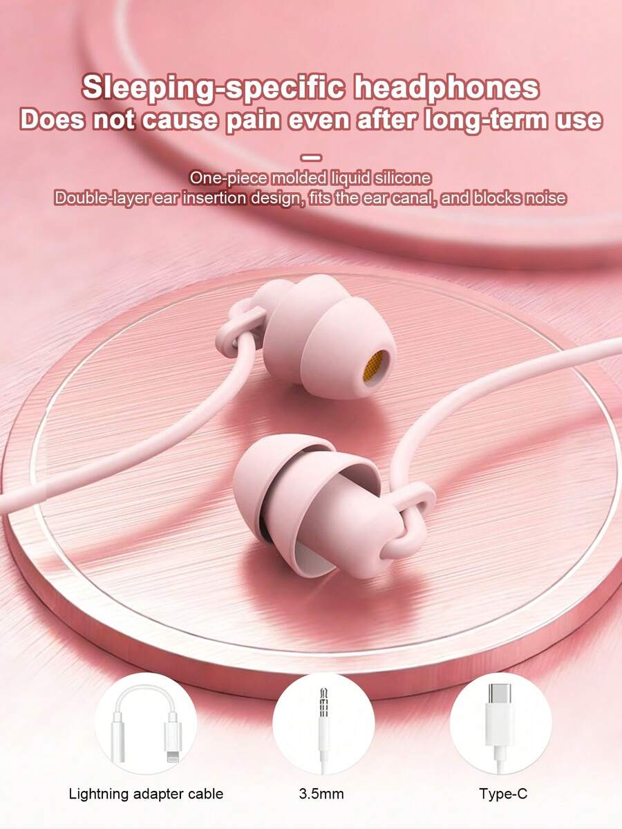 有线入耳式睡眠耳机，硅胶侧睡音乐立体声低音耳机 - 查看 1