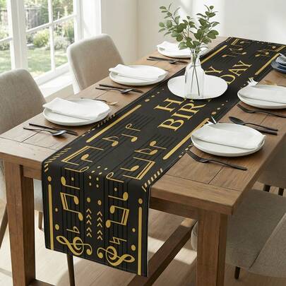 1 قطعة من عداء الطاولة المطبوع عليه "عيد ميلاد سعيد"، مناسب للأعياد والحفلات وأعياد الميلاد والعشاء، ديكور طاولة المطعم، مناسب لجميع المواسم، ديكور المنزل
