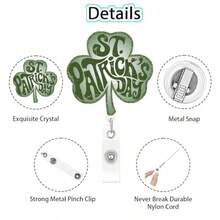 Easter Badge Reels With Alligator Clip Funny ID Badge Holders Cute Bunny Badge Reel Designs Retractable Bow Shape Easter Badge Holder For Nursing Medical Students Nurse Name Accessories For Work - 聖派翠克 936 - 查看 2