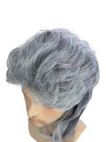 Sallcks Silver Grey Mullet Wigs For Men 80s Long Punk Rocker Wig Synthetic Halloween Costume Wigs For Men (Light Grey) - Silver - View 6