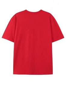 1 Disney Mickey Mouse Cartoon Men's T-Shirt-Men's Fashion Interesting Pattern Design, Breathable And Light, White Casual Short-Sleeved T-Shirt, Suitable For Sports, Travel, Parties-Perfect Gift For Disney Fans, Disney T-Shirt, Party Clothes, Dynamic Printing, Comfortable And Fit. - Red - View 2