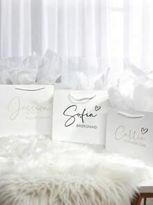 1个定制婚礼个性化礼品袋，高品质伴郎伴娘派对回礼袋，婚礼迎宾袋，回礼袋，生日礼物定制袋 - 彩色 - 查看 9