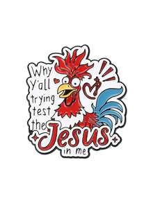 1 chiếc huy hiệu tráng men hình Chúa Giê-su và Gà trống đỏ, ghim cài áo "Tại sao các ngươi lại thử thách Chúa Giê-su của ta?" dùng để trang trí mũ, ve áo, hoặc làm quà tặng trang sức. - Nhiều màu - Xem 11