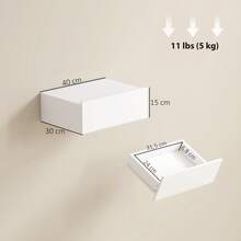 HOMCOM Set de 2 Mesillas de Noche de Pared, Mesitas de Noche Flotantes con 1 Cajón, Mesas Auxiliares para Dormitorio, Habitación Hogar, Diseño Sencillo, 40x30x15 cm - Blanco - Ver 4