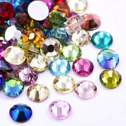 Cristales de diamante de imitación con fondo plano y acabado electrolítico, accesorios de teléfono brillantes de cristal a granel, suministros para manualidades de joyería con diamante de imitación