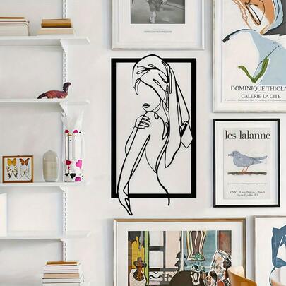 CIF BUY 1 bức tranh nghệ thuật tối giản nữ tính treo tường - Tranh kim loại trang trí nhà cửa, phòng tắm và nhiều nơi khác | Món quà tân gia hoàn hảo, đồ trang trí nhà cửa, trang trí phòng, trang trí tường.