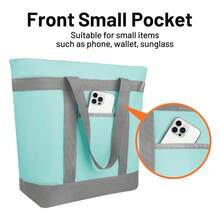 Soft Insulated Cooler Bag For Beach, Travel, Waterproof Large Reusable Insulated Cooler Tote Bag, Thermal Bag To Keep Foods Frozen, Cold And Hot, Groceries Shopping Bags With Zippered - Sac fourre-tout vert - Voir 5