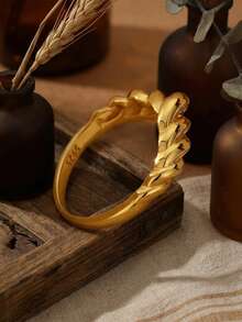 S925 Sterling Silver 18K Gold Plated Geometric Twisted Ring, Minimalist Style For Daily Wear - Twist Ring - View 7